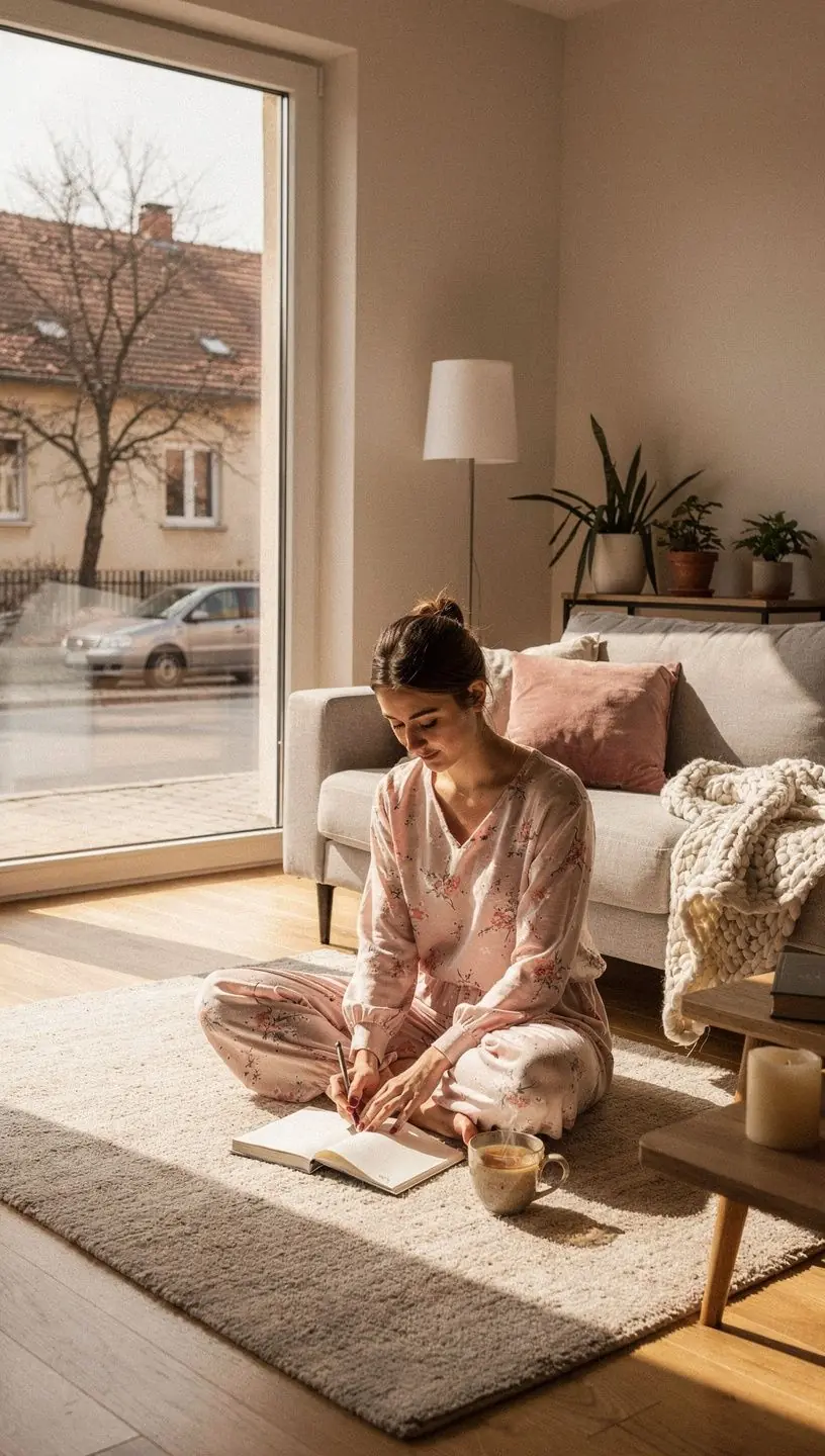 Friss gyógynövény tea gőzölgő csészében, amely nyugodt reggelt segít elő.