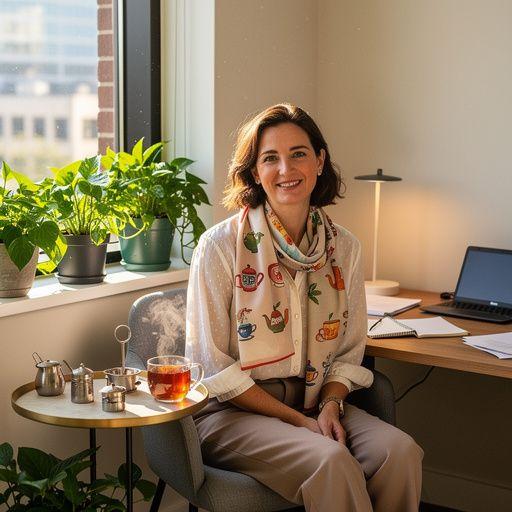 Nyugodt reggeli pillanat, kézben tartott meleg gyógynövénytea csésze mellett egy puha takaró